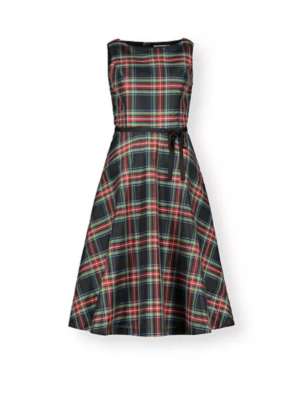 Hope & Henry Sleeveless Midi Fit-and-Flare Plaid Dress in Black & Red ❤️ SZ 12